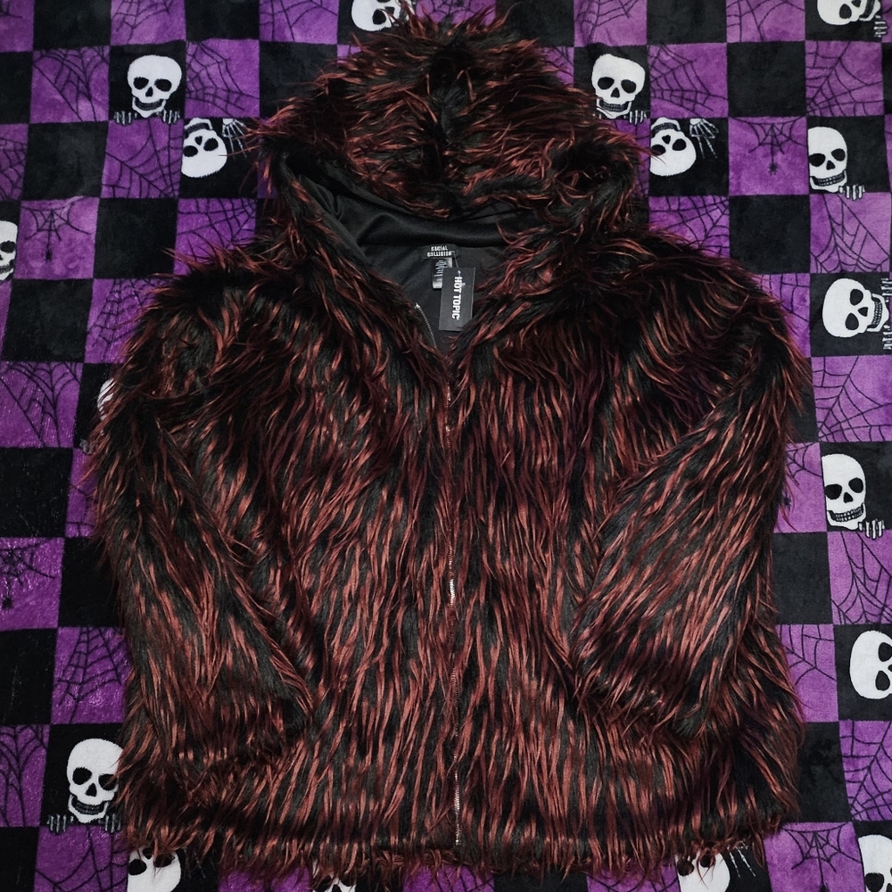 🕷 Social Collision faux fur hoodie 🕷
